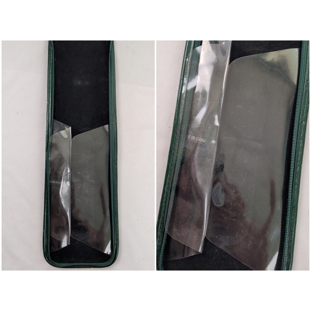 Tie Rack London Vintage Black Faux Leather Travel Tie Case Organizer Green Trim - Picture 10 of 11